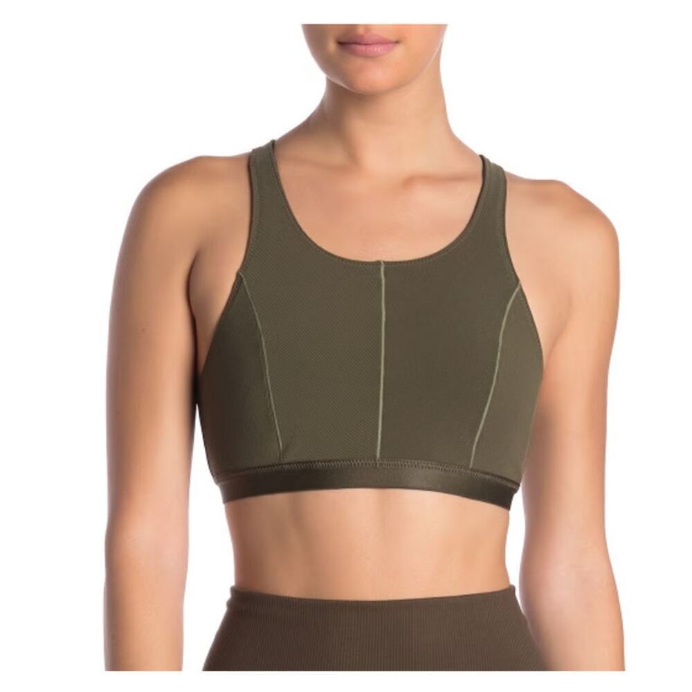 Free People Movement Formation Sports Bra Olive Green SMALL Strappy Back Lined